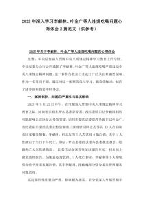 2025年深入學(xué)習(xí)李獻(xiàn)林、葉金廣等人違規(guī)吃喝問題心得體會2篇范文（供參考）