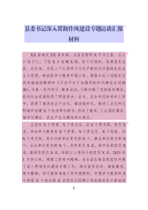 縣委書記深入貫徹作風(fēng)建設(shè)專題訪談匯報材料