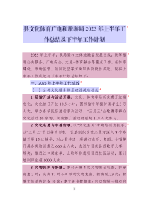 縣文化體育廣電和旅游局2025年上半年工作總結(jié)及下半年工作計劃
